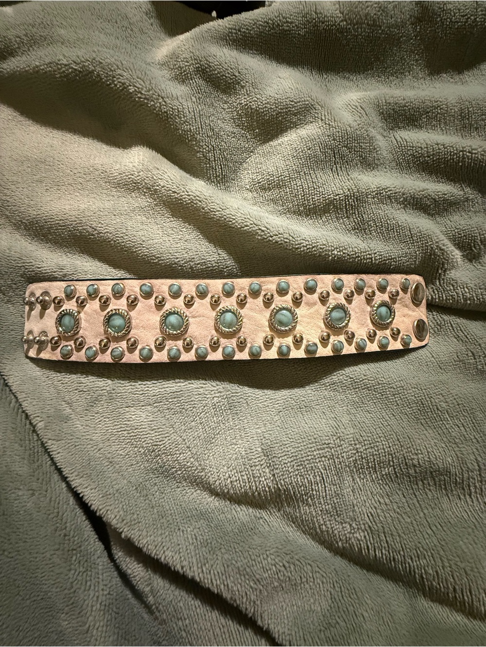 Turquoise Stone Studded Leather bracelet - Women Accessories